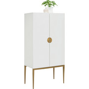 KOMODA, bílá, bronzová - bílá/bronzová, Design, kov/kompozitní dřevo (70/140/40cm) - Carryhome
