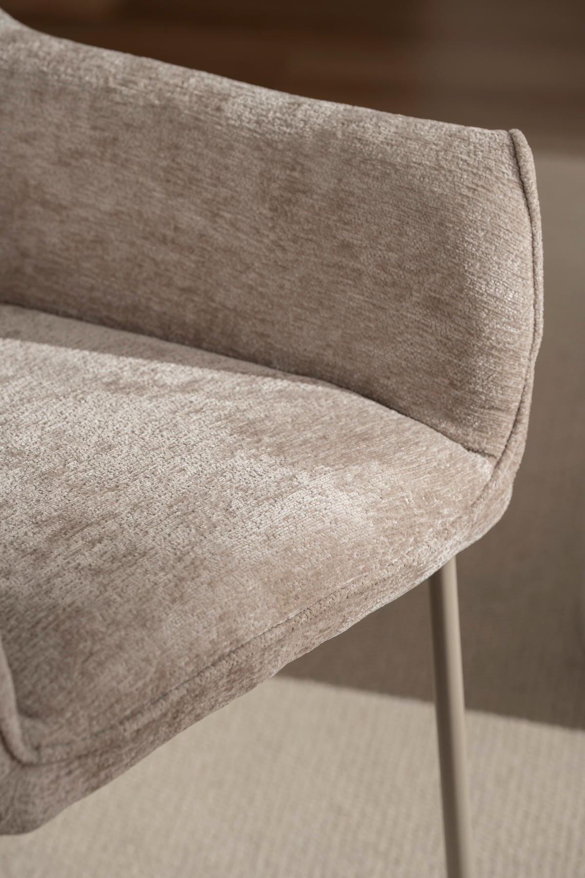 ARMLEHNSTUHL  in Eisen Chenille  - Beige, MODERN, Holz/Textil (62/83/62cm) - MID.YOU