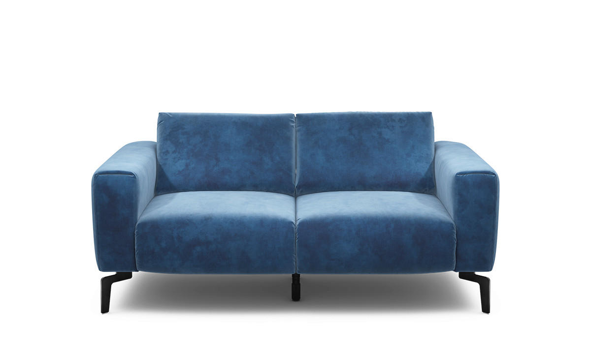 2-SITZER-SOFA in Samt Blau  - Blau/Schwarz, Design, Textil/Metall (180/86/86-94cm) - SENSOO
