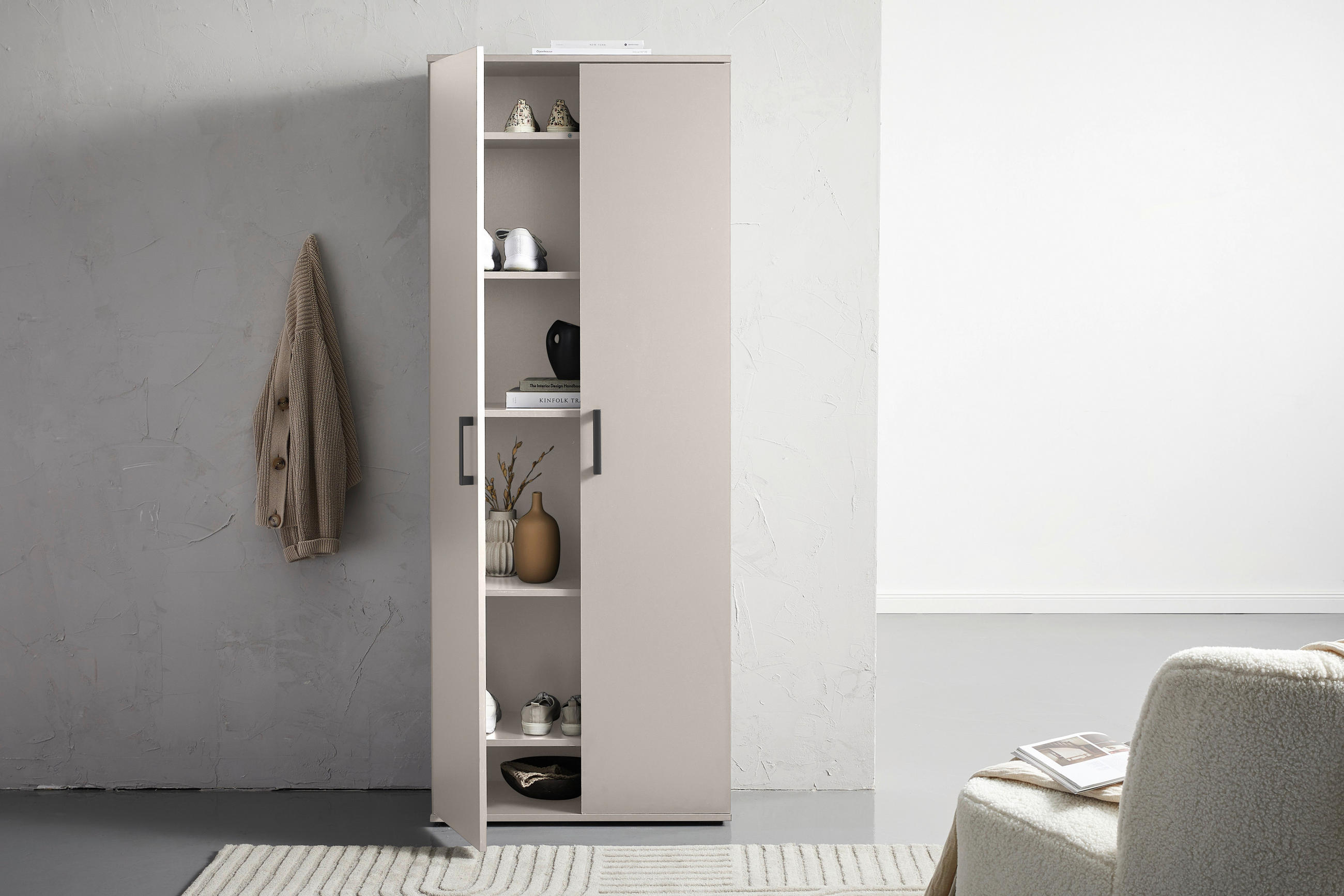 MEHRZWECKSCHRANK 70/178,9/33,4 cm  in Kaschmir  - Kaschmir/Schwarz, KONVENTIONELL, Holzwerkstoff/Kunststoff (70/178,9/33,4cm) - Xora