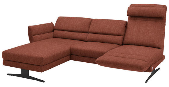 ECKSOFA Rostfarben Flachgewebe  - Rostfarben/Schwarz, Design, Textil/Metall (176-217/279-327cm) - Dieter Knoll