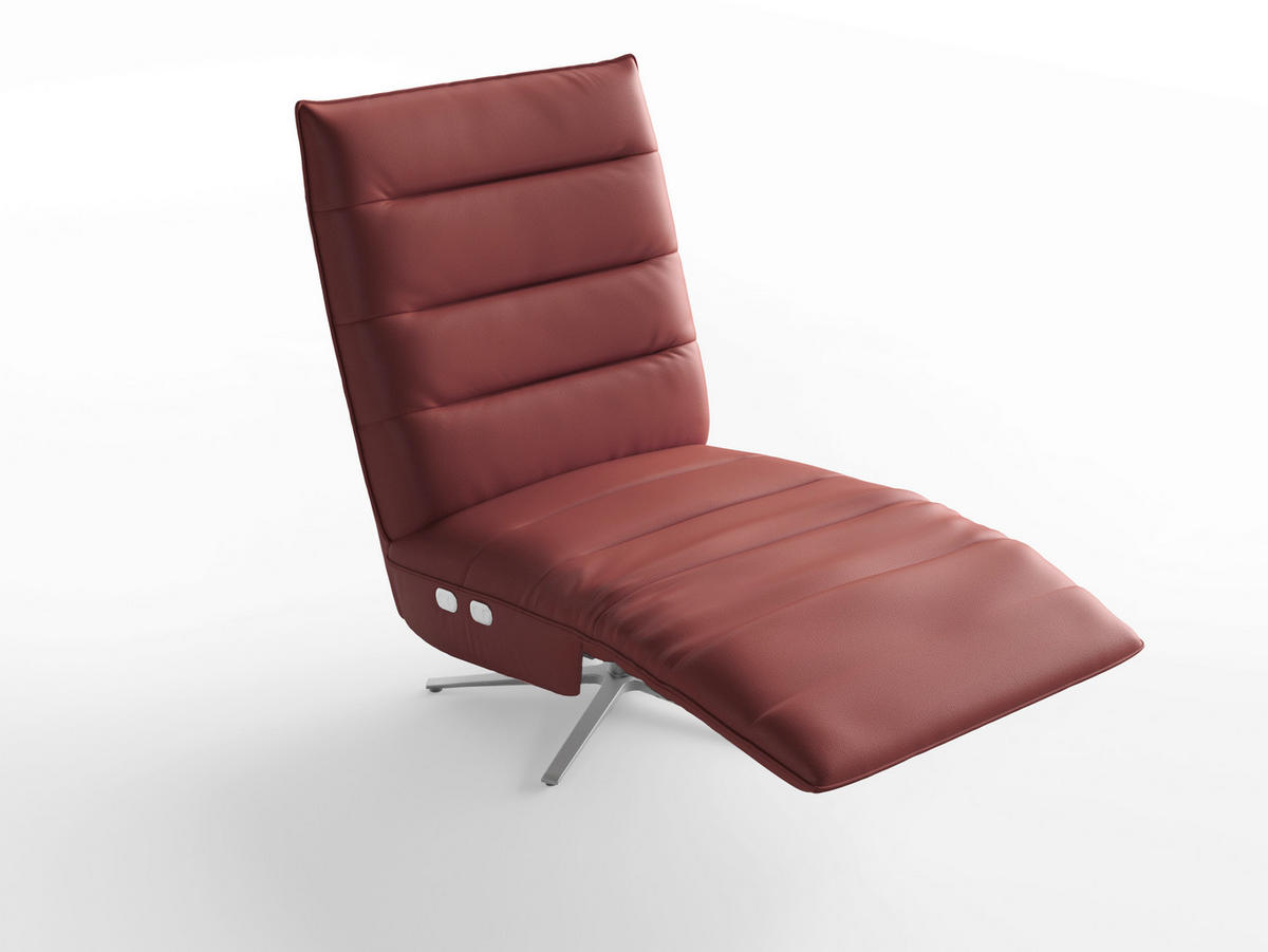 RELAXSESSEL Leder Rotbraun  - Rotbraun/Silberfarben, Basics, Leder/Metall (80/109/98cm) - Sit & More