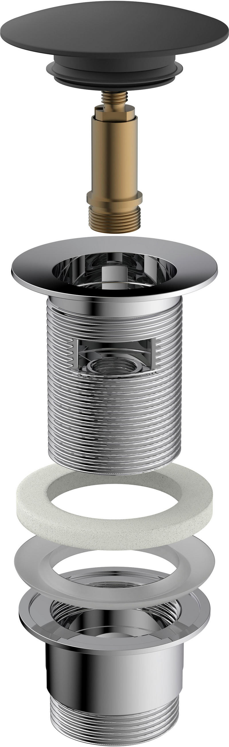 ABLAUFVENTIL  - Chromfarben/Schwarz, Basics, Metall (6,5cm) - Schütte