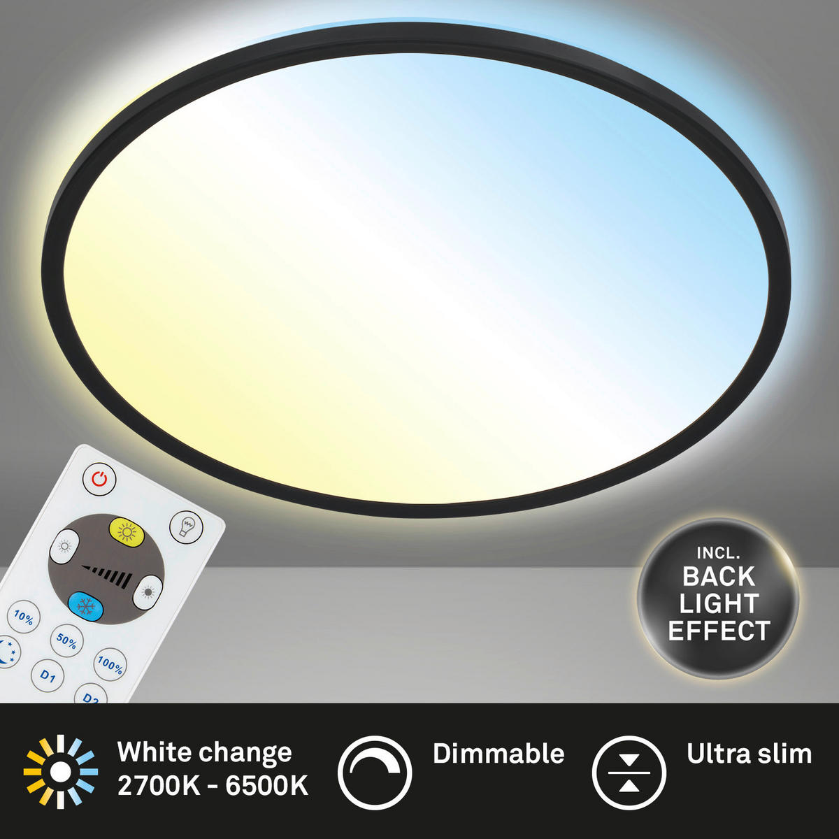 LED-PANEEL 42/2.9 cm   - Schwarz, Design, Kunststoff (42/2.9cm) - Briloner