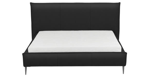POLSTERBETT 140/200 cm,  in Schwarz, gepolstertes Kopfteil,  - Schwarzchrom/Schwarz, KONVENTIONELL, Leder/Metall (140/200cm) - Esposa