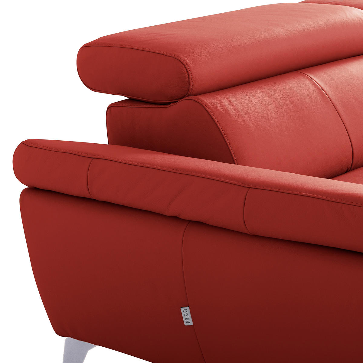 ECKSOFA Lederlook Echtleder Rot  - Chromfarben/Rot, Design, Leder/Textil (179/252cm) - Livetastic