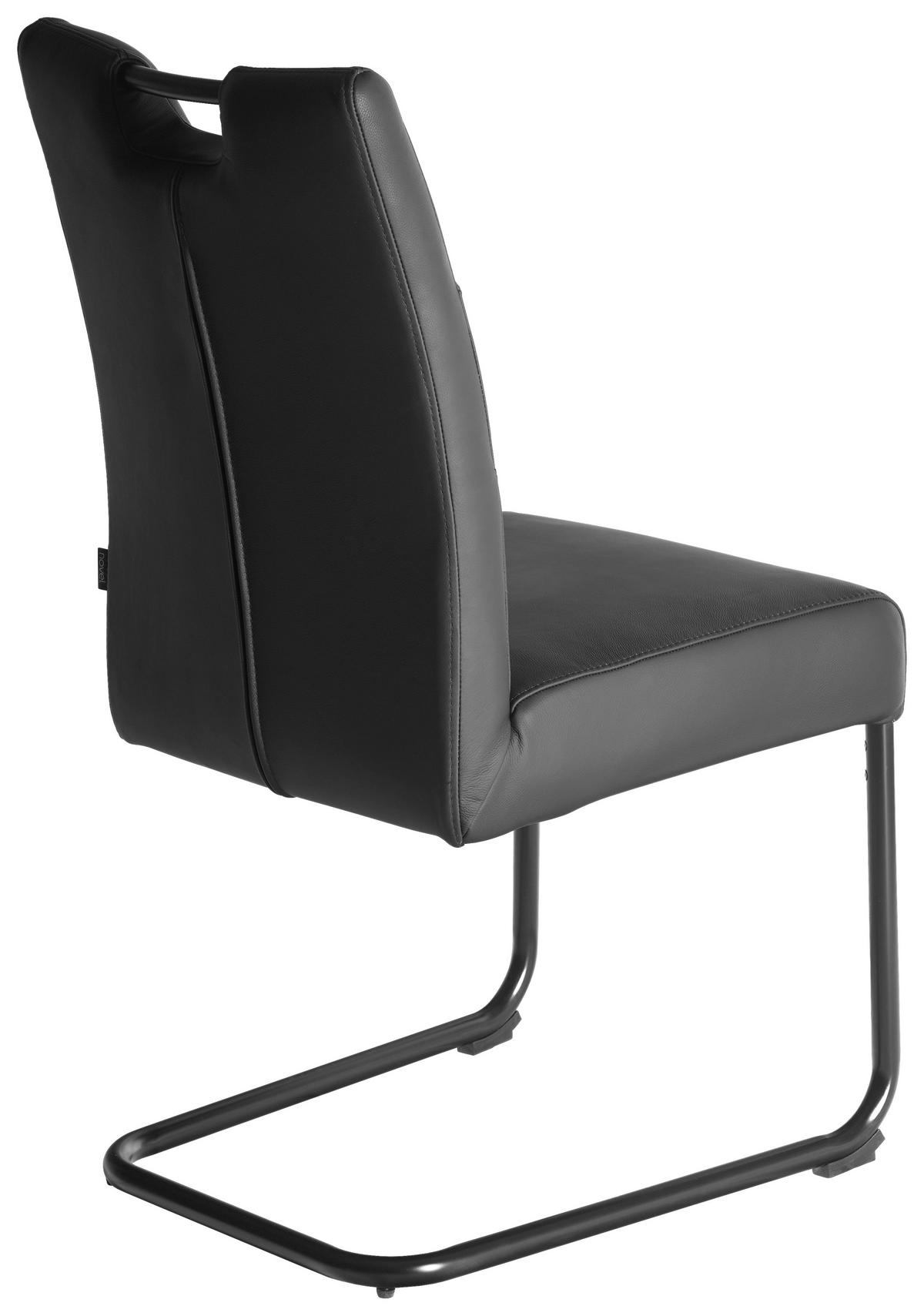 SCHWINGSTUHL    Echtleder  - Schwarz, Design, Leder/Metall (46/97/58cm) - Novel