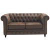 CHESTERFIELD-SOFA Lederlook, Mikrofaser Braun, Schwarz  - Schwarz/Braun, Trend, Holz/Textil (165/73/87cm) - Xora