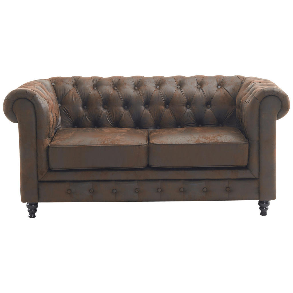 Xora SEDAČKA CHESTERFIELD, drevo, textil, hnedá, čierna