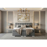 BOXSPRINGBETT 180/200 cm,  in Hellgrau, Topper, Matratzen, H3 = fest  - Chromfarben/Hellgrau, MODERN, Holzwerkstoff/Textil (180/200cm) - MID.YOU