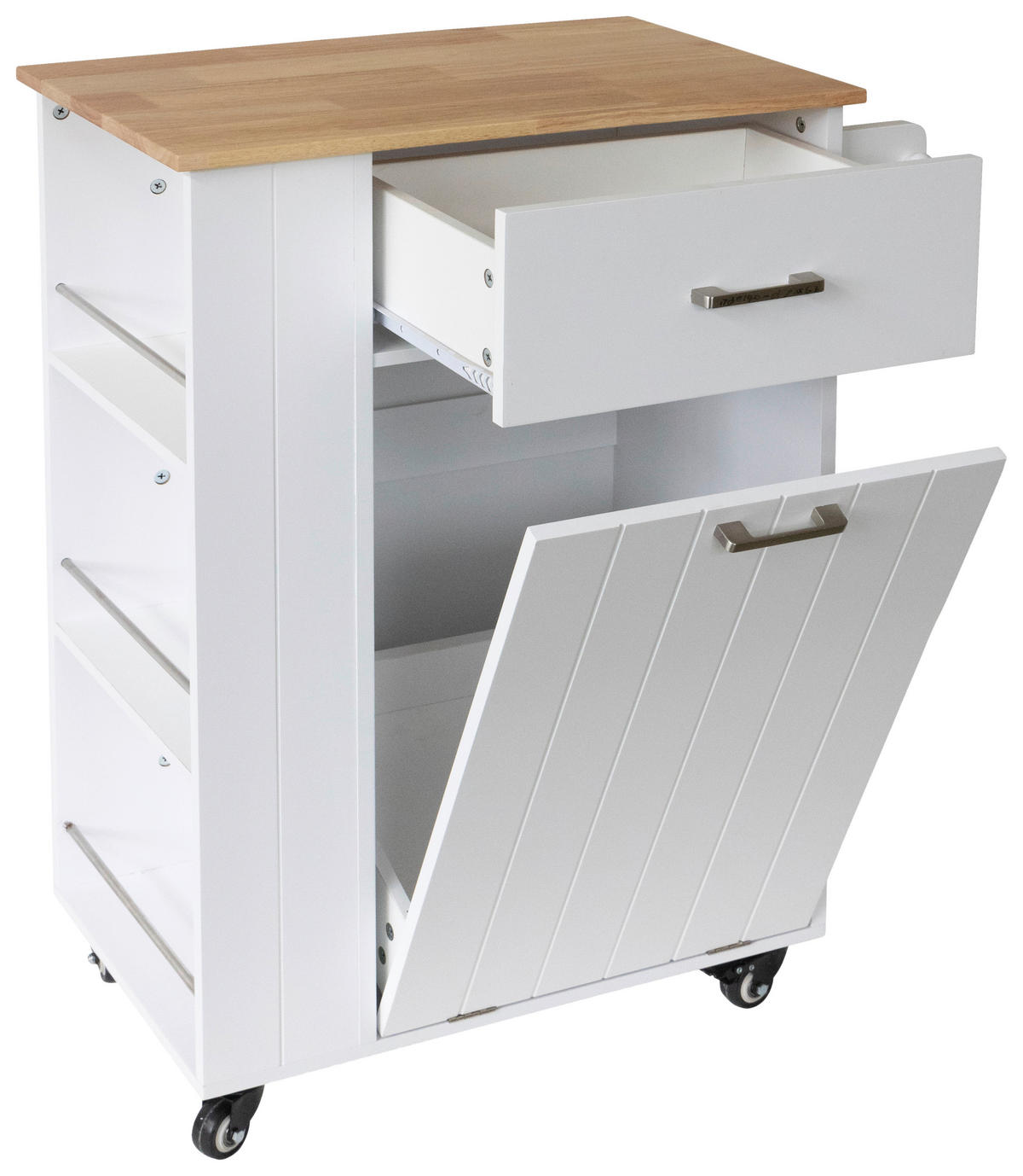 SERVIERWAGEN in Weiß  - Silberfarben/Schwarz, Basics, Holz/Holzwerkstoff (68/89/40cm) - MID.YOU