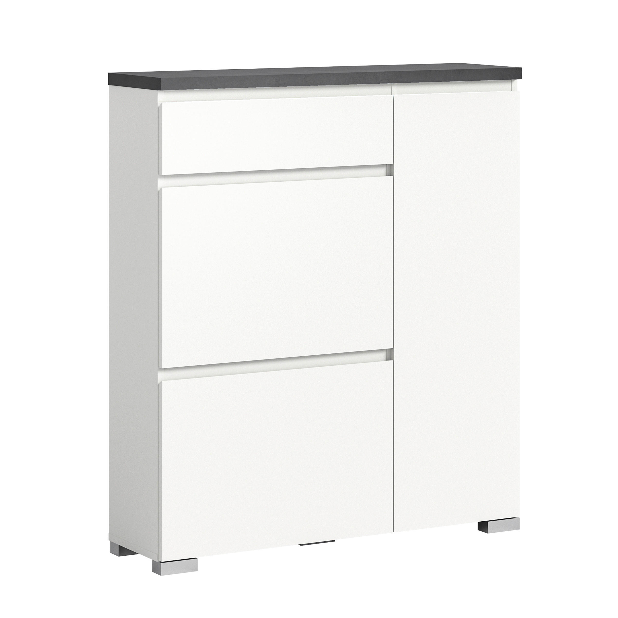 SCHUHSCHRANK  in 95/109/27 cm  - Silberfarben/Weiß, MODERN (95/109/27cm)