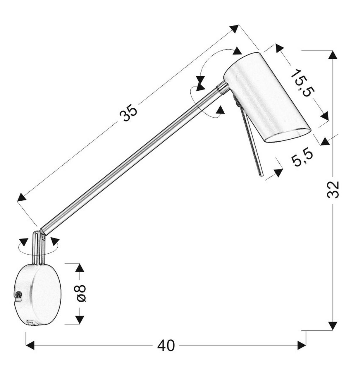 WANDLEUCHTE 40/8/32.5 cm   - Weiß, Design, Metall (40/8/32.5cm)