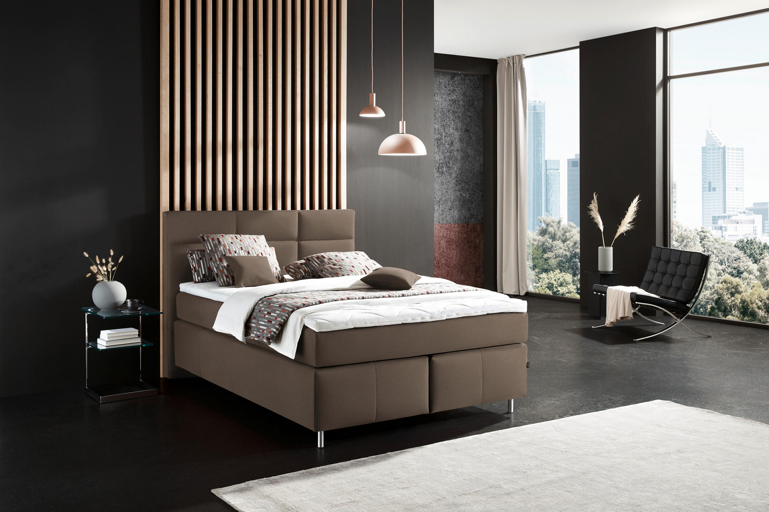 BOXSPRINGBETT 140/200 cm  in Braun  - Alufarben/Braun, KONVENTIONELL, Textil/Metall (140/200cm) - Dieter Knoll