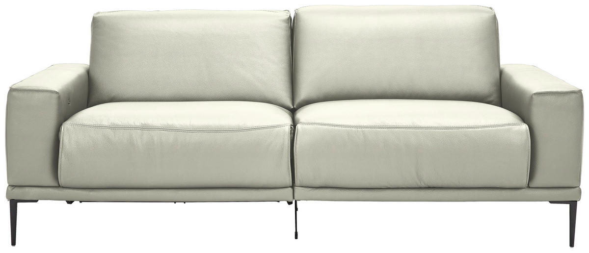 2,5-SITZER Echtleder Weiss  - Weiss/Schwarz, Design, Leder/Metall (200/102/92cm) - Johann Jakob