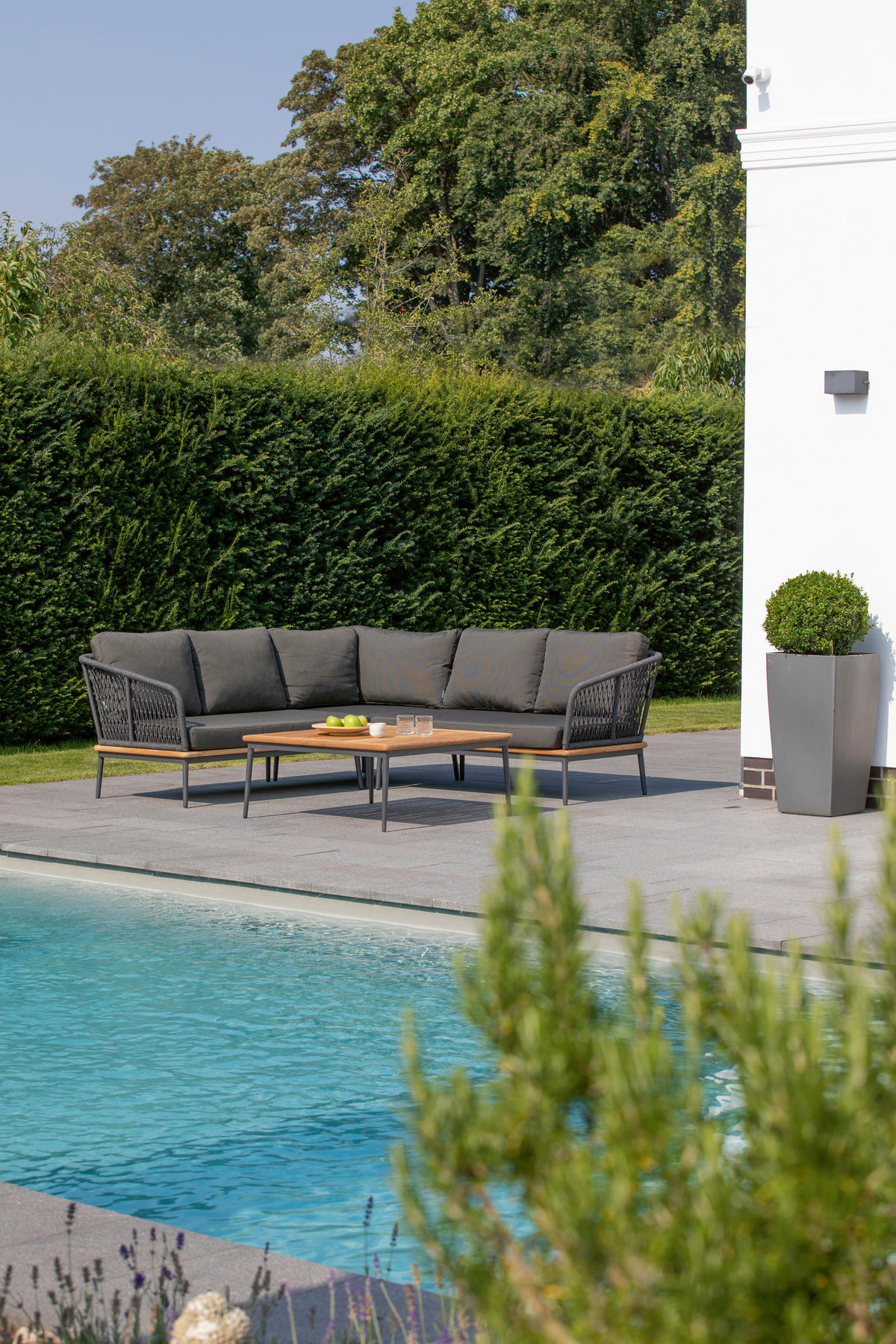 LOUNGEECKTEIL  - Anthrazit/Teakfarben, Basics, Holz/Textil (82/71/82cm)