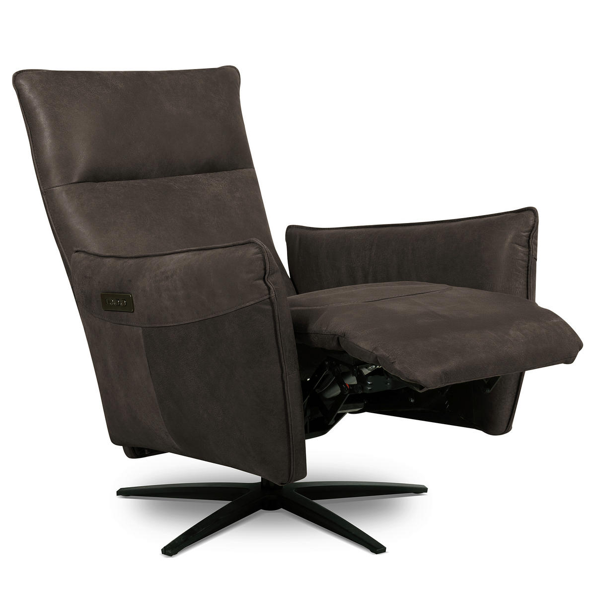 RELAXSESSEL Leder Dunkelgrau  - Dunkelgrau/Schwarz, Design, Leder/Metall (77/107/88cm) - Livetastic