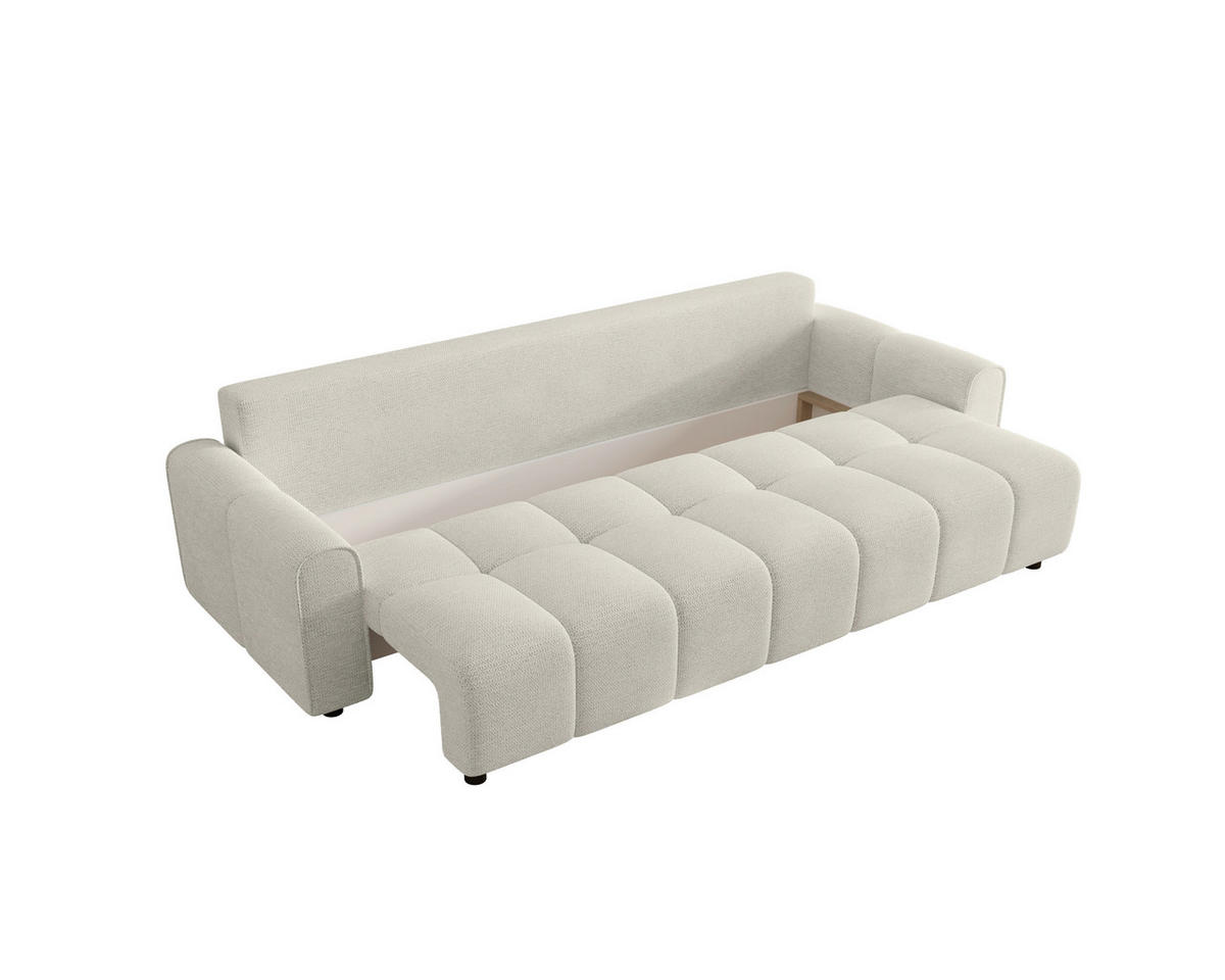 SCHLAFSOFA Plüsch Creme  inkl. Zierkissen, Rückenkissen  - Creme/Schwarz, MODERN, Kunststoff/Textil (236/90/100cm) - Xora