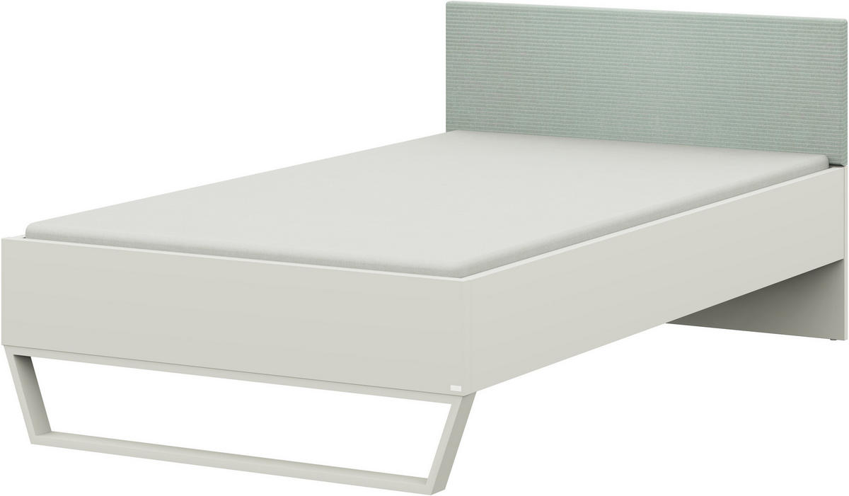 BETT 120/200 cm  in Weiss, Salbeigrün   - Weiss/Salbeigrün, Design, Holzwerkstoff/Textil (120/200cm) - Cantus