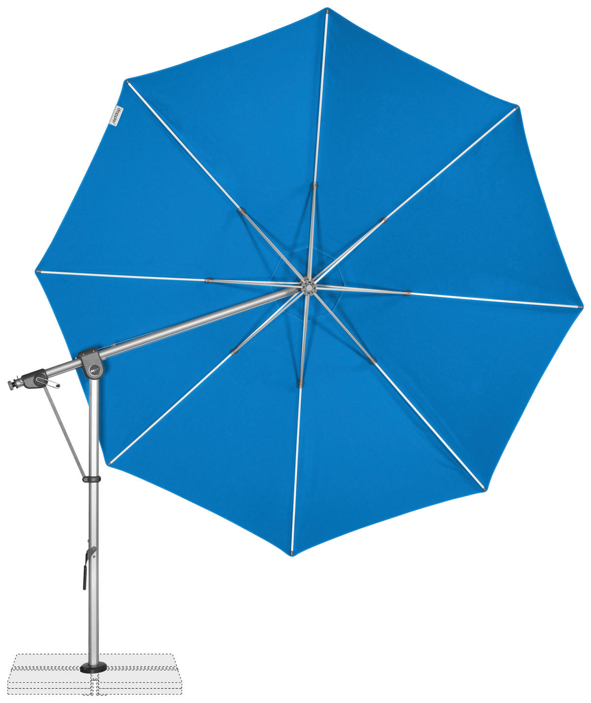 AMPELSCHIRM 350 cm Blau  - Blau/Silberfarben, Basics, Textil/Metall (350/350cm) - Doppler