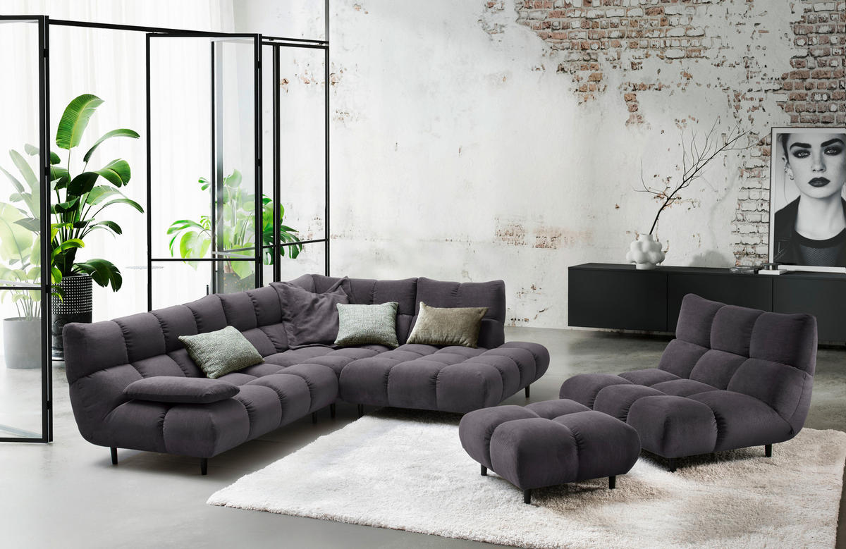 SESSEL in Feincord Mokka  - Schwarz/Mokka, Design, Holz/Textil (112/85/108cm) - Pure Home Lifestyle