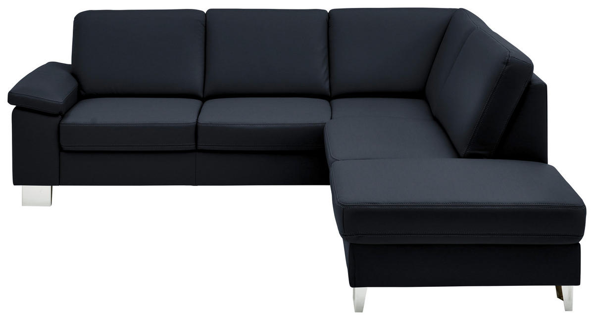 ECKSOFA  in Echtleder Dunkelblau  248/235 cm  - Alufarben/Dunkelblau, Design, Leder/Metall (248/235cm) - Beldomo Premium