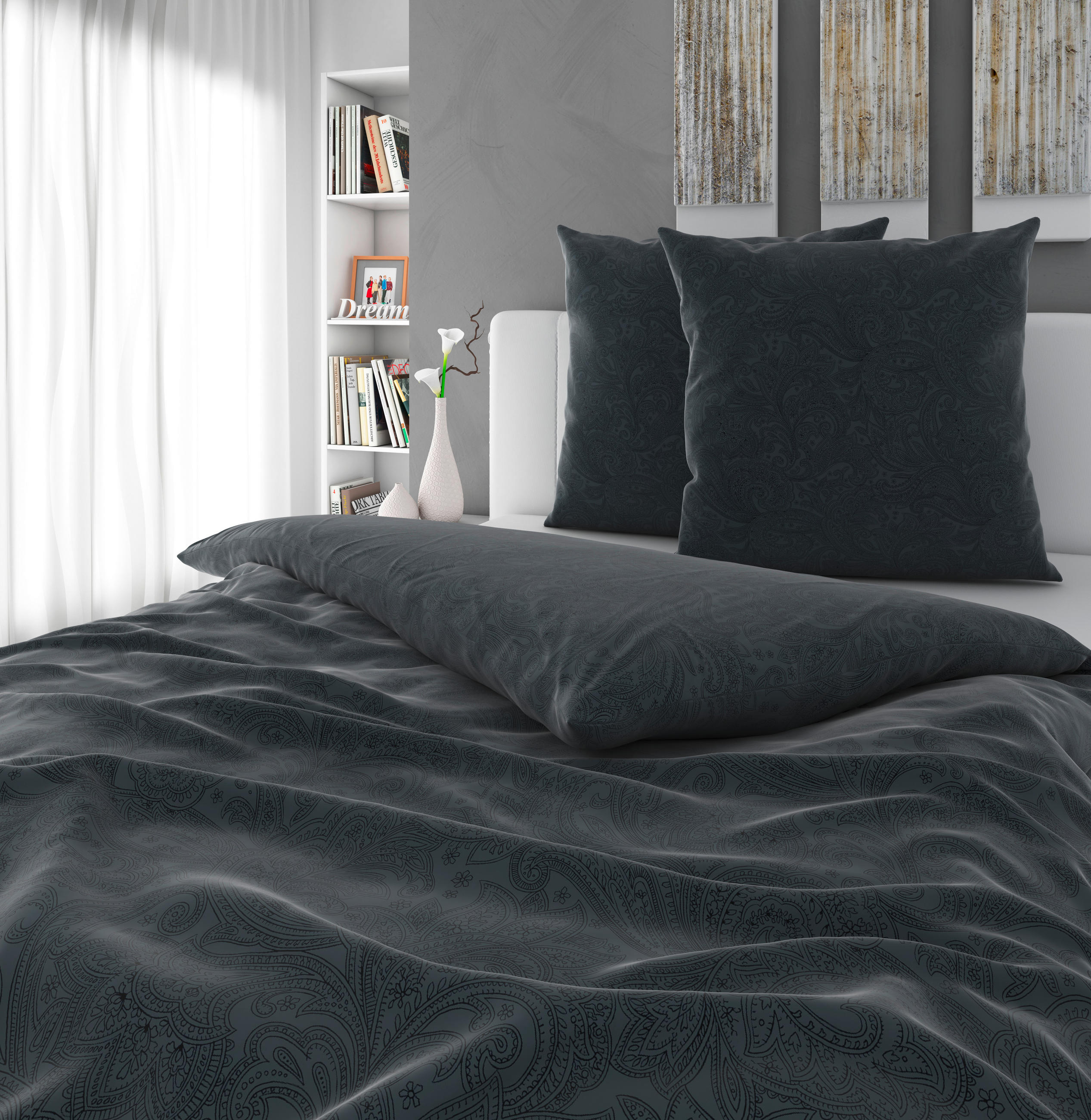 BETTWÄSCHE Satin 200/200 cm  - Anthrazit, Textil (200/200cm) - Novel