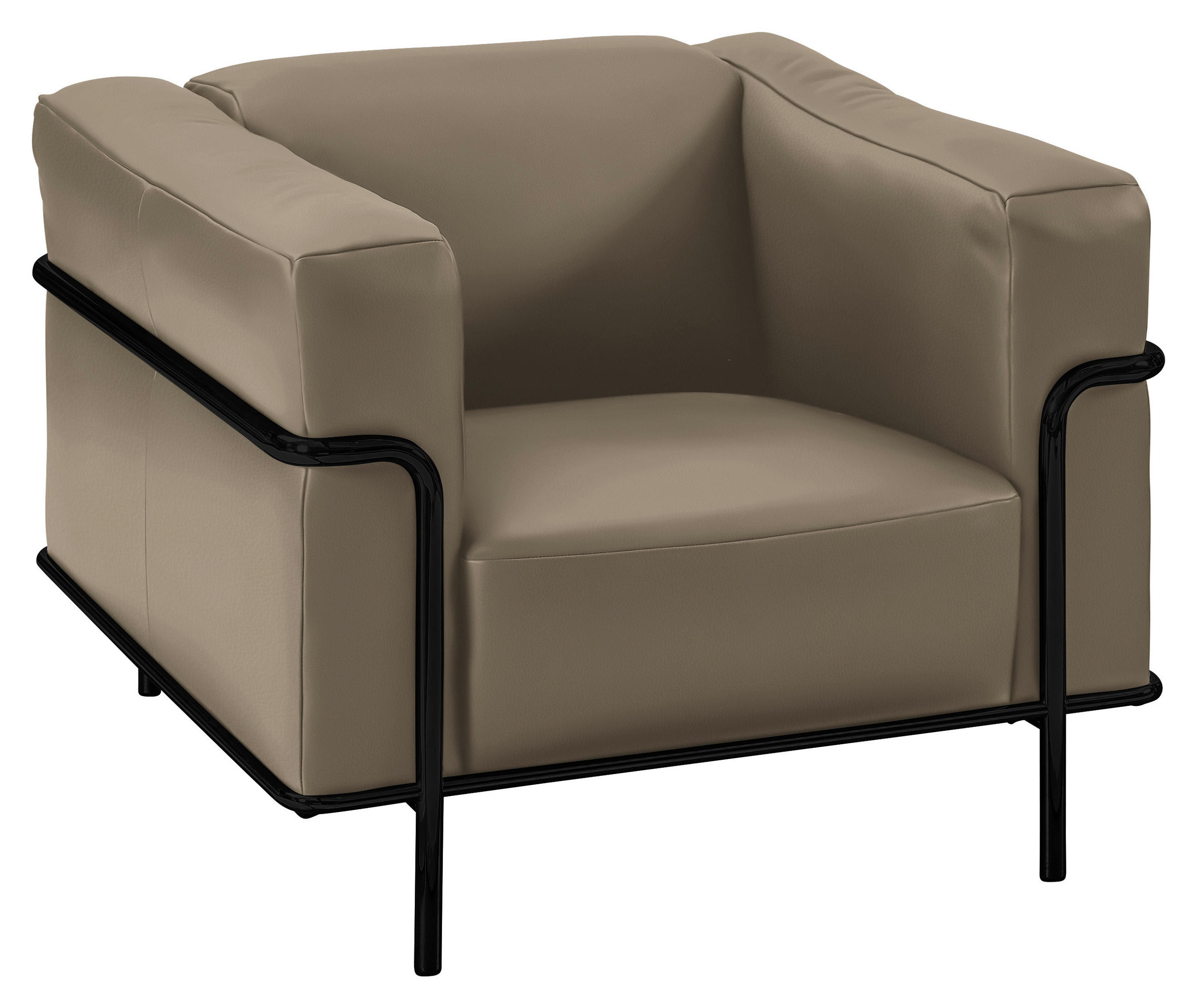 SESSEL in Echtleder Hellbraun - Hellbraun/Schwarz, Design, Leder/Metall (91/67/96cm) - Johann Jakob