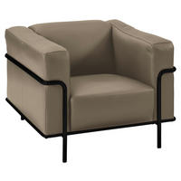 SESSEL in Echtleder Hellbraun  - Hellbraun/Schwarz, Design, Leder/Metall (91/67/96cm) - Johann Jakob