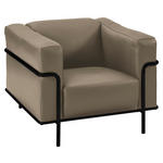SESSEL in Echtleder Hellbraun  - Hellbraun/Schwarz, Design, Leder/Metall (91/67/96cm) - Johann Jakob