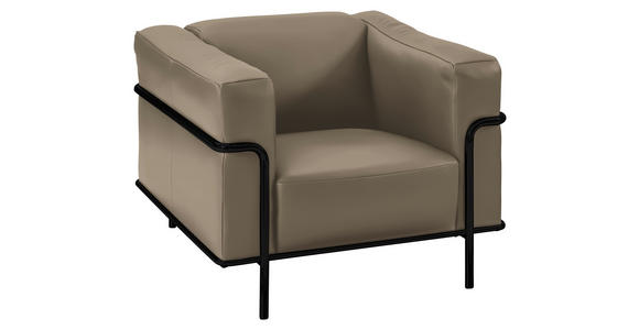 SESSEL in Echtleder Hellbraun - Hellbraun/Schwarz, Design, Leder/Metall (91/67/96cm) - Johann Jakob