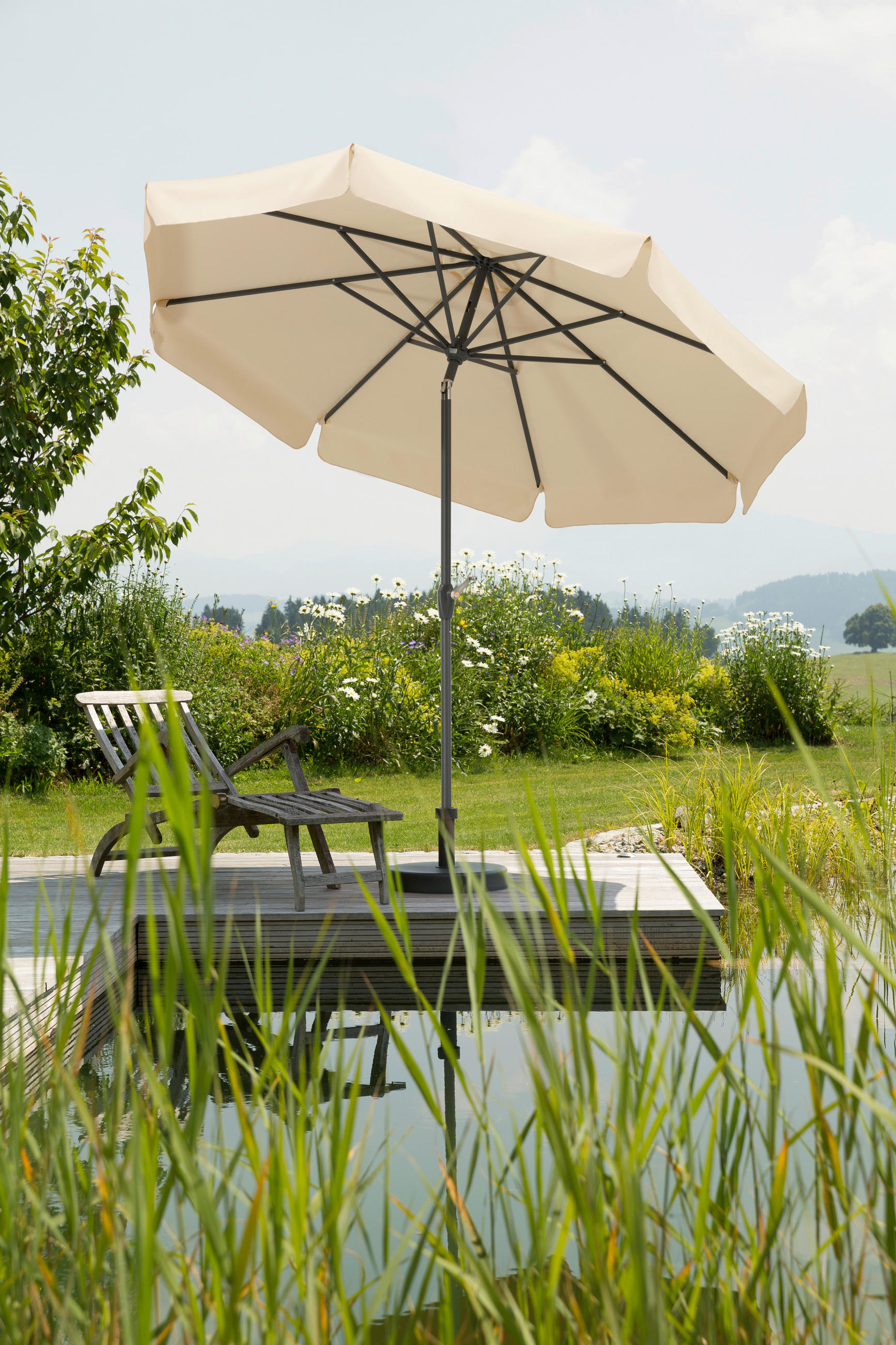 SONNENSCHIRM   - Anthrazit/Naturfarben, Basics, Textil/Metall (270/250/270cm) - Schneider