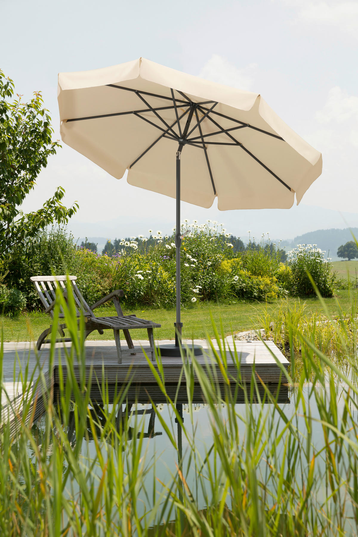 SONNENSCHIRM   - Anthrazit/Naturfarben, Basics, Textil/Metall (270/250/270cm) - Schneider