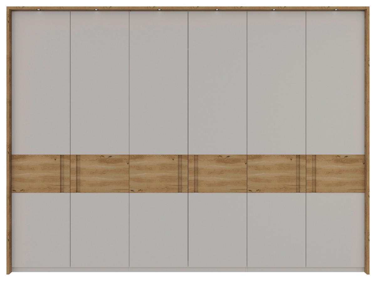 ŠATNÍ SKŘÍŇ S OTOČNÝMI DVEŘMI, dub, barvy dubu, světle šedá, 302/218/60 cm - barvy dubu/světle šedá, Moderní, dřevo/kompozitní dřevo (302/218/60cm) - Dieter Knoll