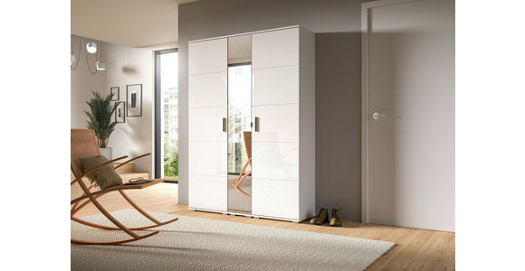 GARDEROBENSCHRANK Prego  in 140/191/37 cm  - Weiß Hochglanz/Weiß, Design, Glas/Holzwerkstoff (140/191/37cm) - Xora