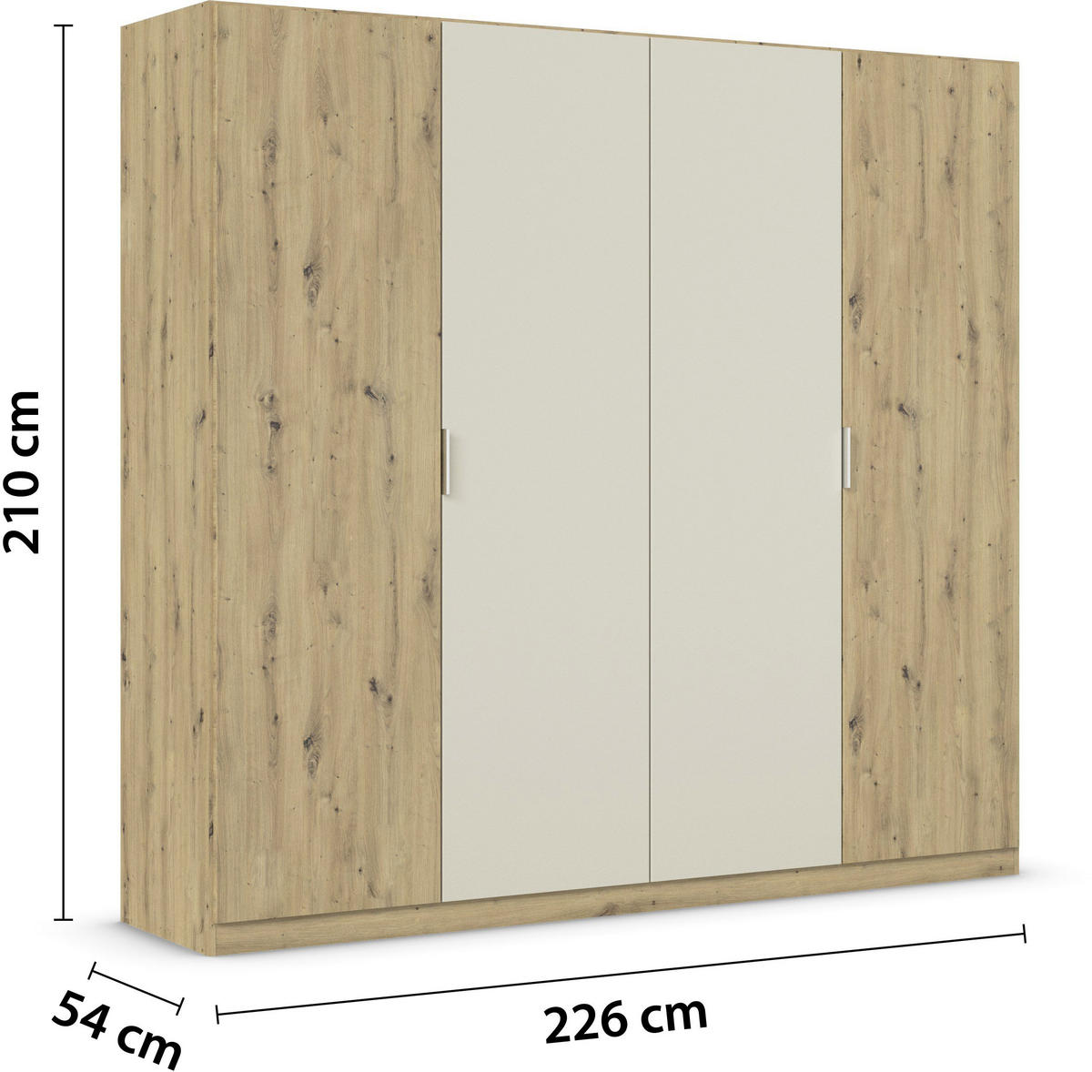 DREHTÜRENSCHRANK in Champagner, Eiche Artisan  - Champagner/Alufarben, Design, Holzwerkstoff/Metall (226/210/54cm) - Boxxx