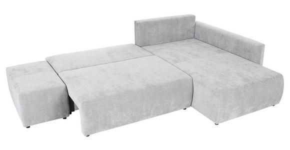 ECKSOFA in Flachgewebe Hellgrau - Hellgrau/Schwarz, KONVENTIONELL, Kunststoff/Textil (295/200cm) - Carryhome