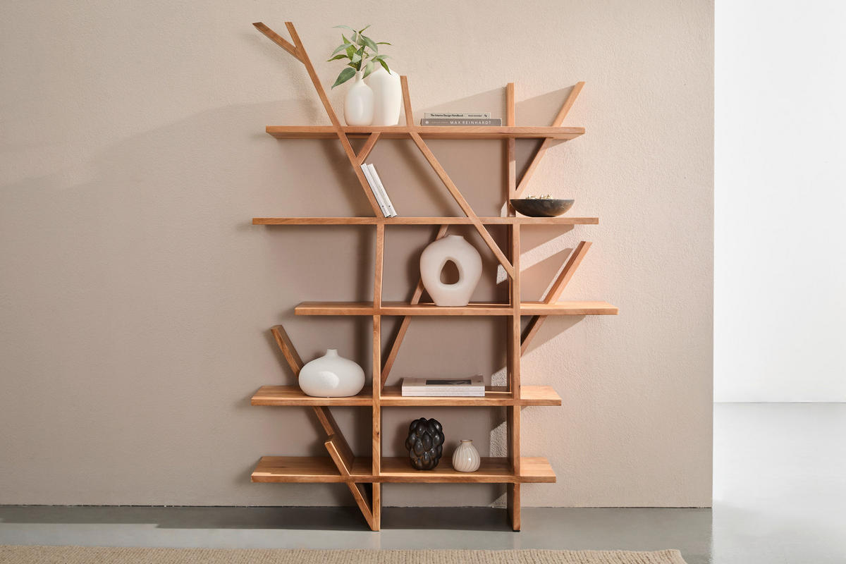 REGAL Mangoholz vollmassiv Naturfarben  - Naturfarben, Design, Holz (138/189/35cm) - Livetastic