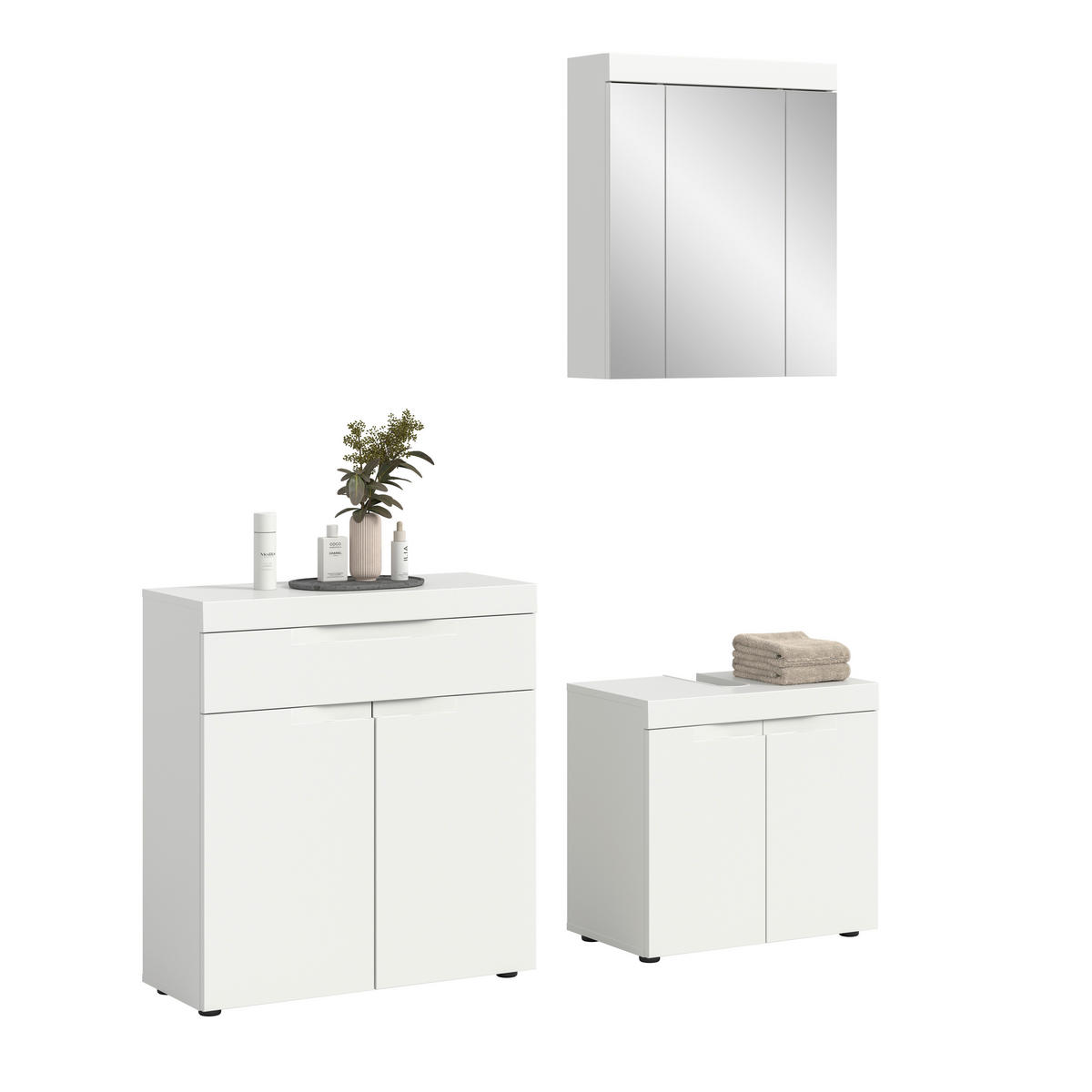 BADRUM 150 cm  - vit/svart, Trend, trämaterial/glas (150cm) - MID.YOU