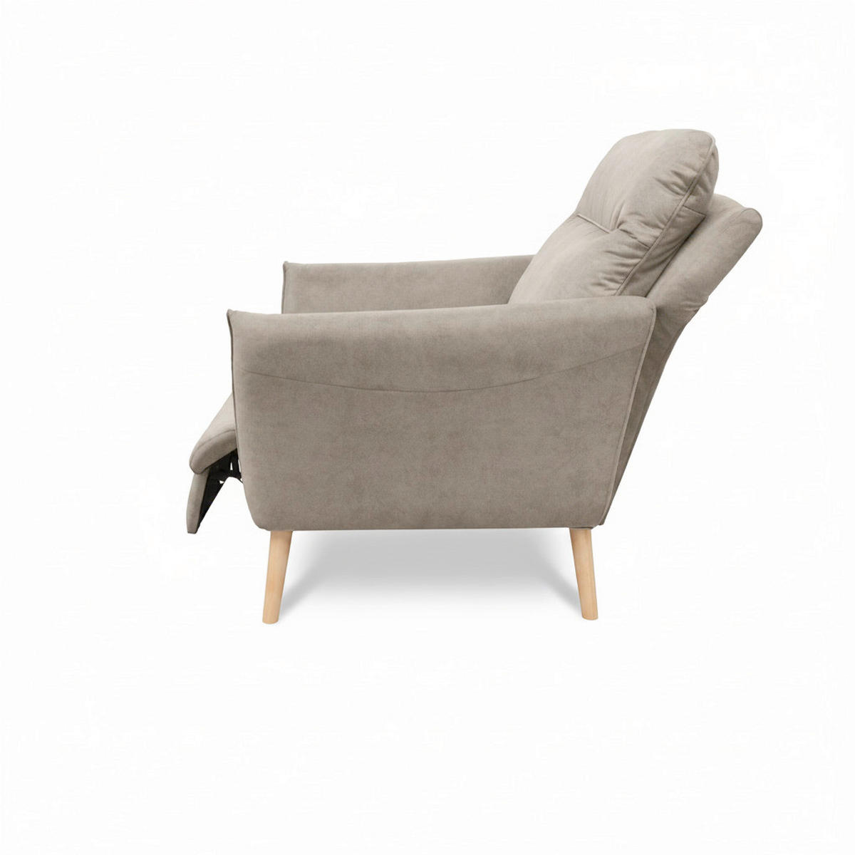 RELAXSESSEL in Textil Taupe  - Taupe/Buchefarben, Design, Holz/Textil (88/110/92cm) - Livetastic