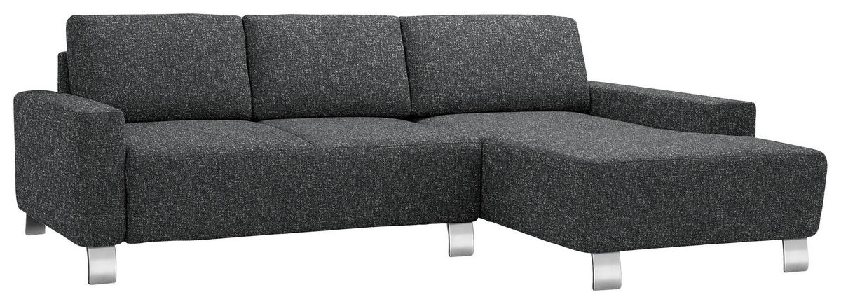 ECKSOFA  in Mikrovelours Anthrazit  248/160 cm  - Anthrazit/Alufarben, Design, Textil/Metall (248/160cm) - Sedda