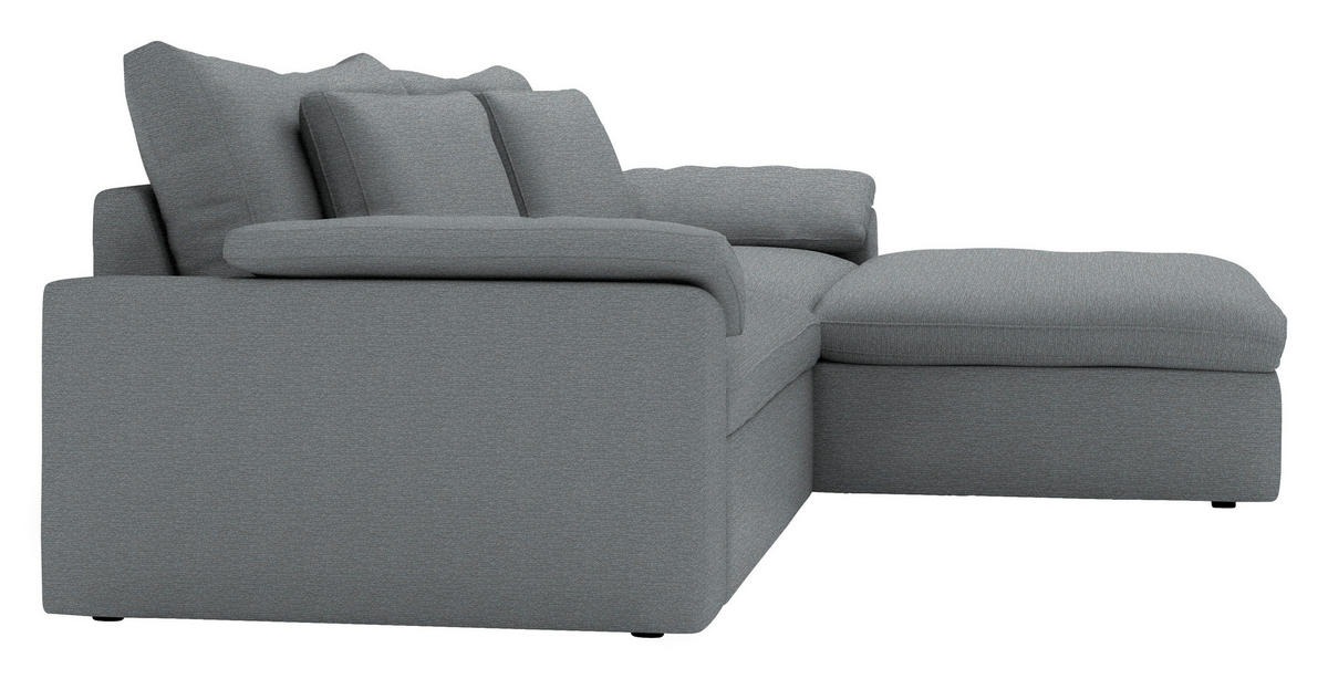 ECKSOFA 306/198 cm  in Chenille Grau Rückenkissen, Nierenkissen, Armlehnenkissen, Rücken echt  306/198 cm  - Schwarz/Grau, MODERN, Kunststoff/Textil (306/198cm) - Carryhome