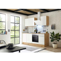 MODULKÖK 220 cm   i ek Artisan, vit högglans  - aluminiumfärg/vit högglans, Lifestyle, trämaterial/plast (220cm) - Respekta