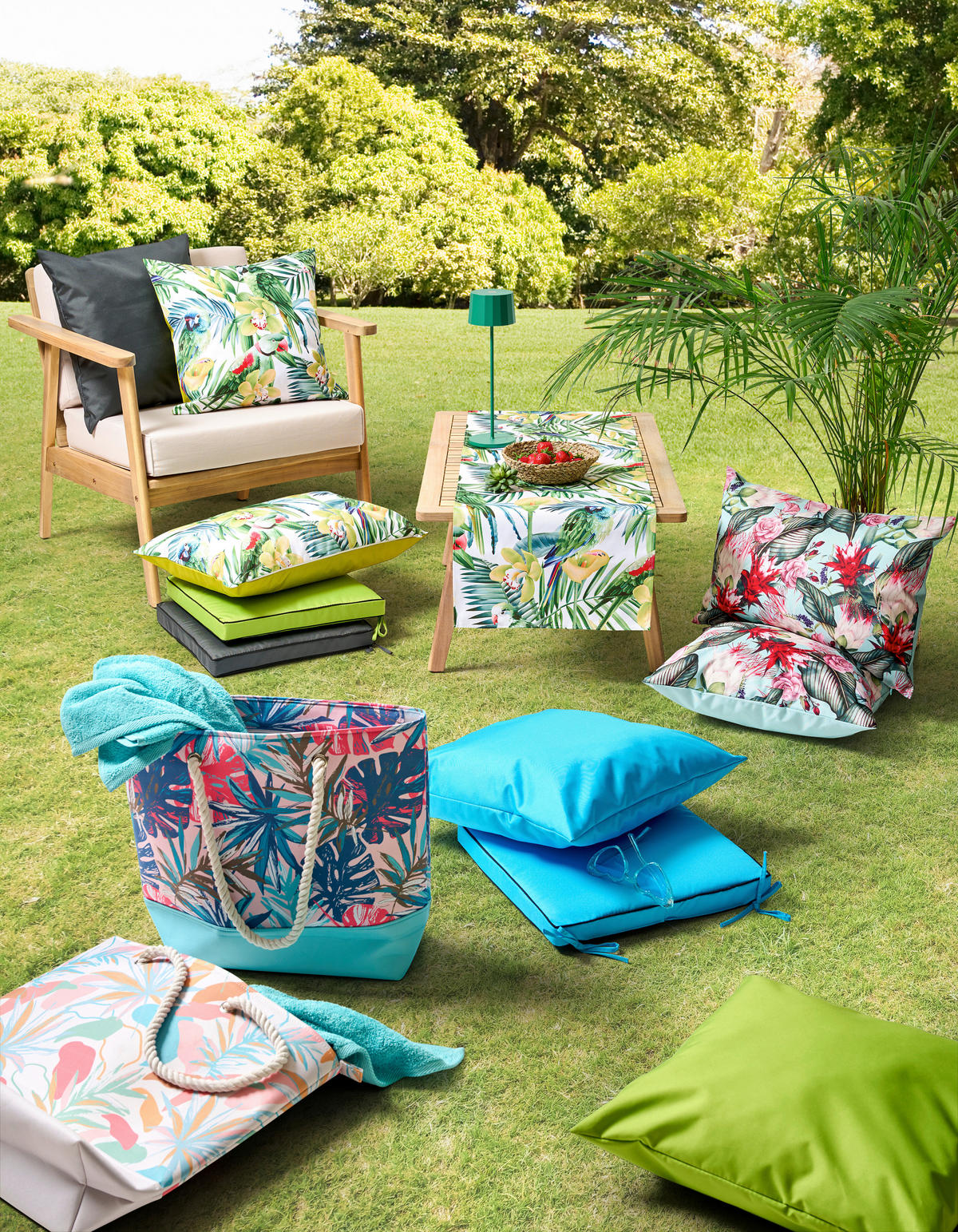 OUTDOOR-KISSEN in Multicolor Abstraktes 48/48 cm  - Multicolor, Trend, Textil (48/48cm) - Esposa