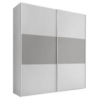 SCHWEBETÜRENSCHRANK  in Weiß, Hellgrau  - Hellgrau/Alufarben, Holzwerkstoff/Metall (167/222/68cm) - Moderano