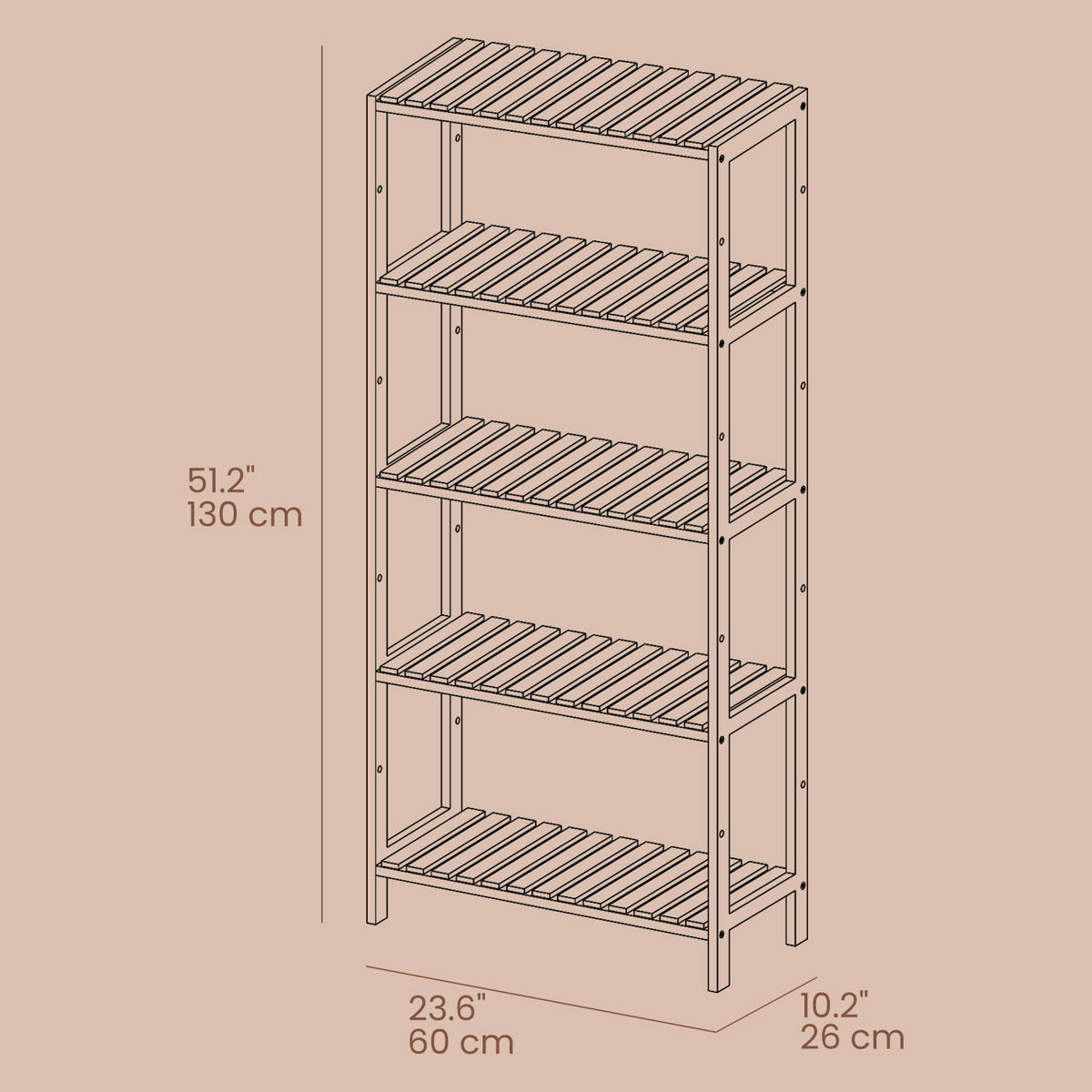 REGÁL DO KOUPELNY, bambus, přírodní barvy - přírodní barvy, Basics, dřevo (60/130/26cm)