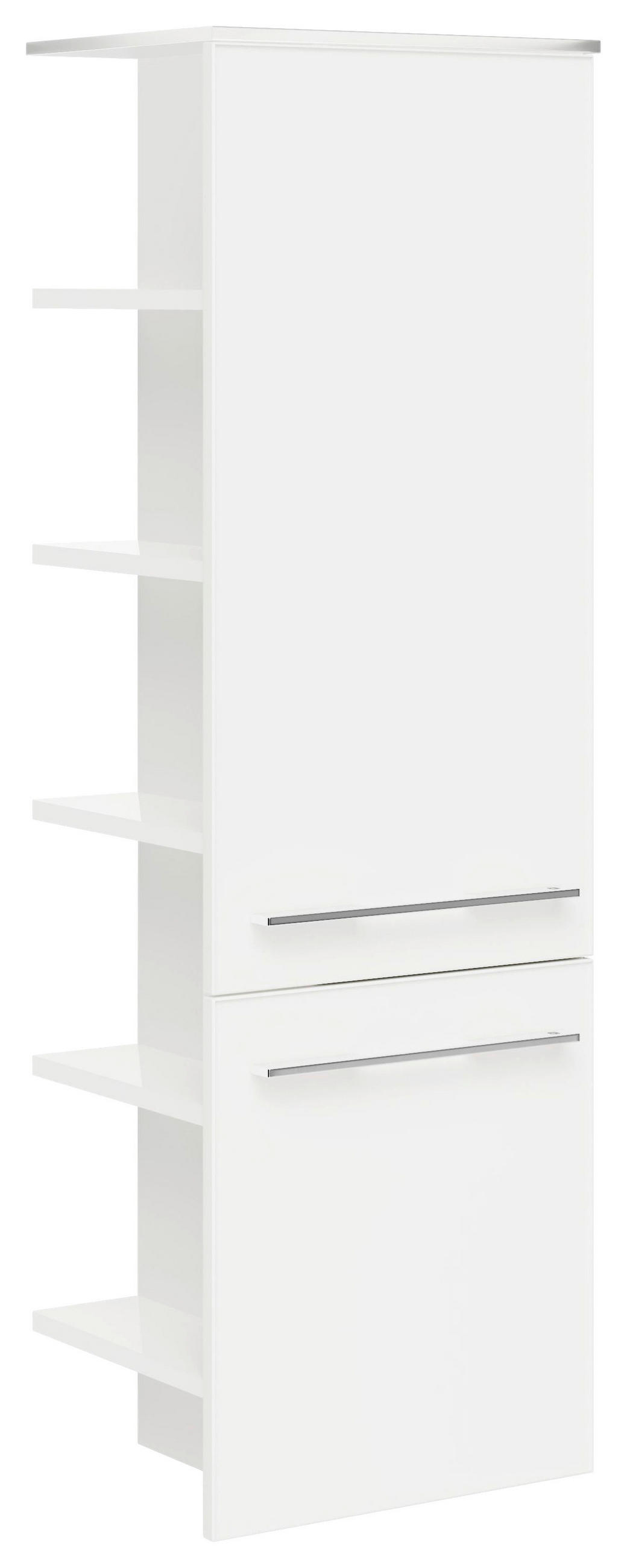 MIDISCHRANK 42,5/133,2/33 cm  - Chromfarben/Weiß Hochglanz, Design, Glas/Holzwerkstoff (42,5/133,2/33cm) - Leonardo Living
