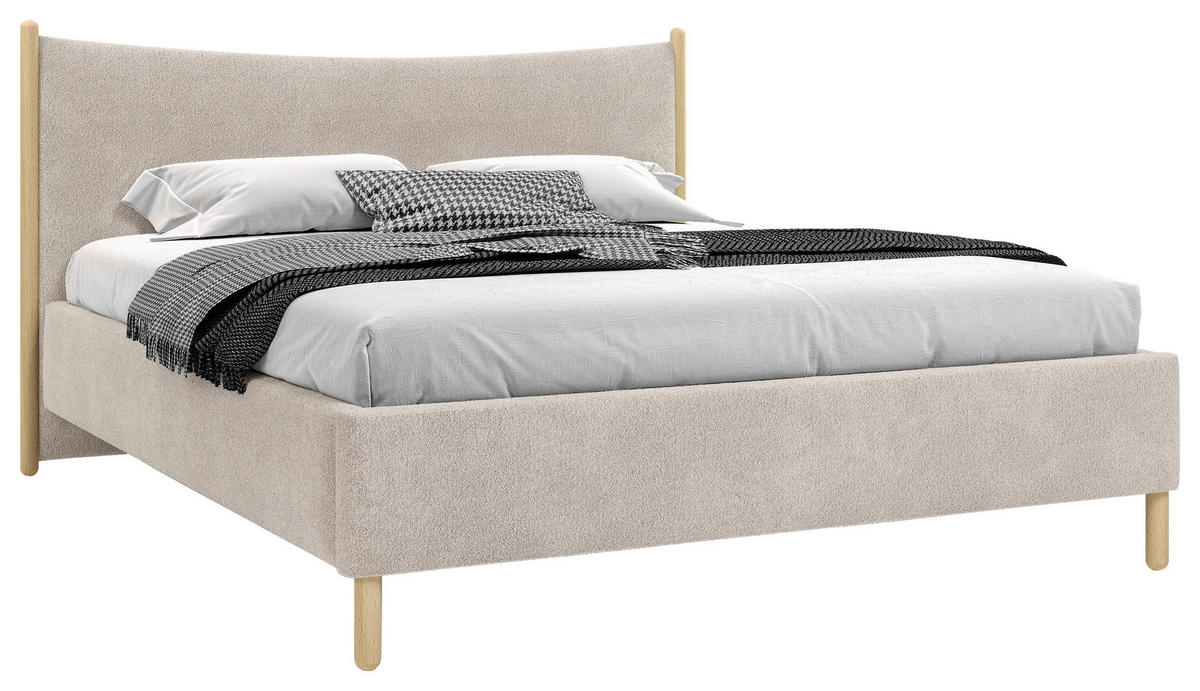 POLSTERBETT 180/200 cm,  in Beige, gepolstertes Kopfteil, Lattenrost, Bettkasten,  - Beige, MODERN, Holz/Holzwerkstoff (180/200cm) - MID.YOU