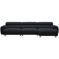 ECKSOFA in Velours Anthrazit  329/150 cm  - Anthrazit/Buchefarben, Design, Holz/Textil (329/150cm) - Lomoco