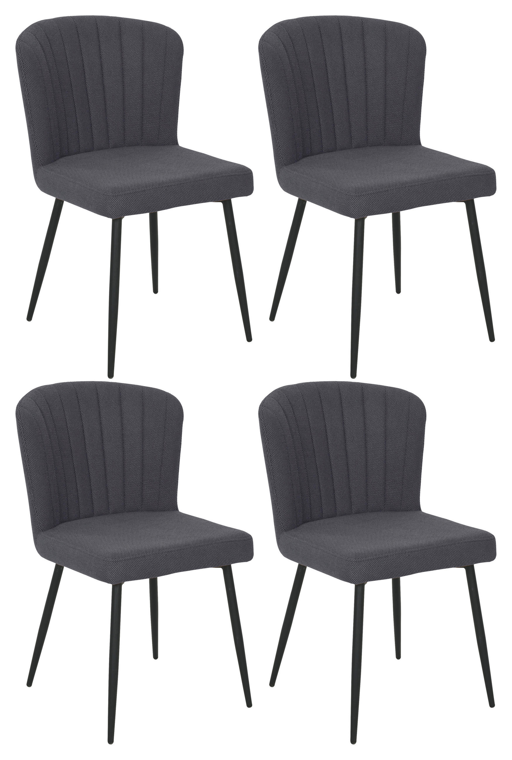 Vierfußstuhl Abbie Leinenoptik Schwarz, B: 52 cm